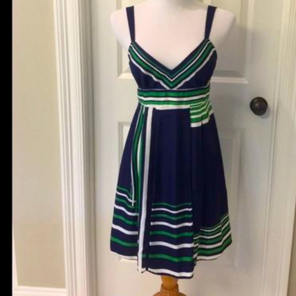 Navy blue and green dress